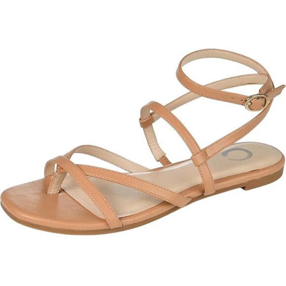 Journee Collection Women's Serissa Strappy Flat Sandals - Tan - Picture 1 of 4